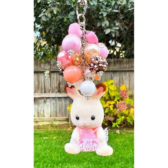 Calico Critters Pink Baby Bunny Keychain Purse Bag Charm - Picture 5 of 7